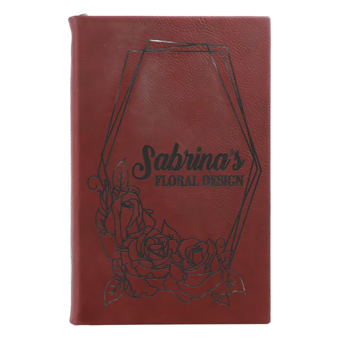Rose Lasered Leatherette Sketch Book with White Unlined Paper, 5 1/4" x 8 1/4"
