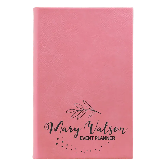 Pink Lasered Leatherette Sketch Book with White Unlined Paper, 5 1/4" x 8 1/4"