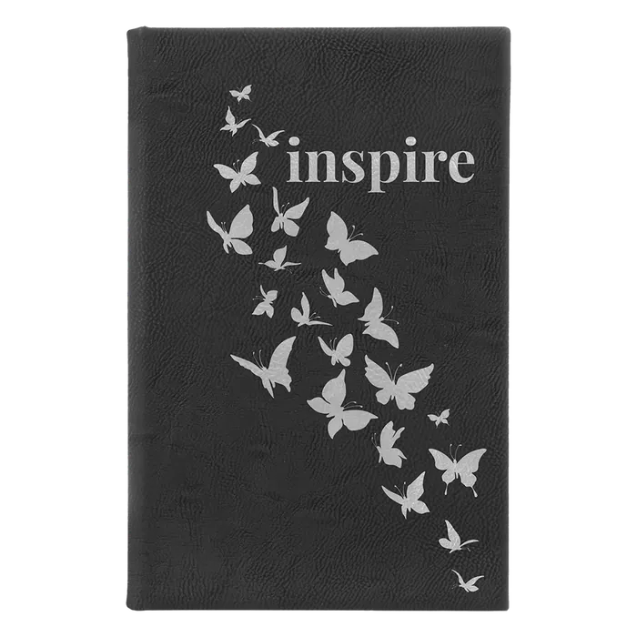 Black/Silver Lasered Leatherette Sketch Book with White Unlined Paper, 5 1/4" x 8 1/4"