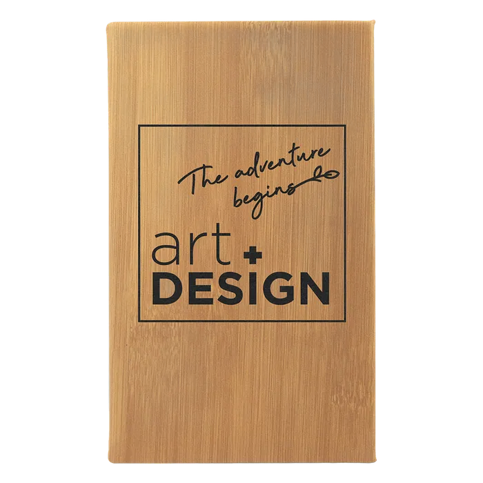 Bamboo Lasered Leatherette Sketch Book with White Unlined Paper, 5 1/4" x 8 1/4"