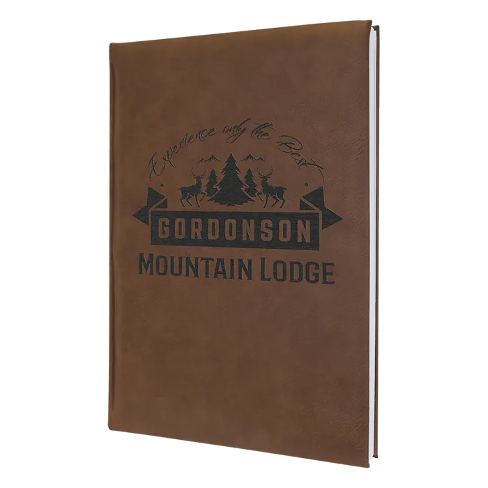 Dark Brown Lasered Leatherette Journal with Lined Paper