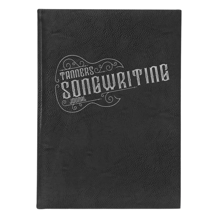 Black/Silver Lasered Leatherette Journal with Lined Paper