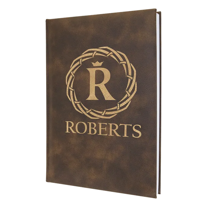 Rustic/Gold Lasered Leatherette Journal with Lined Paper