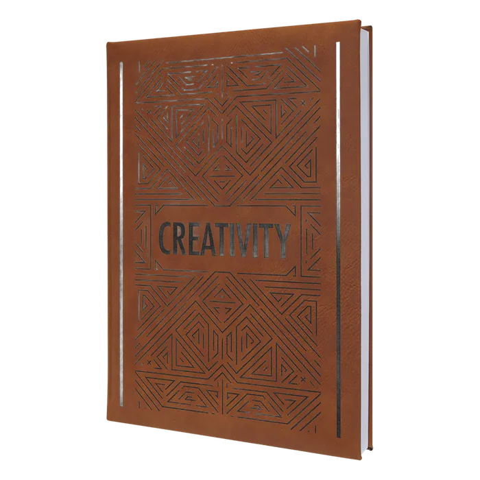 Rawhide Lasered Leatherette Sketch Book with White Unlined Paper, 7" x 9 3/4"