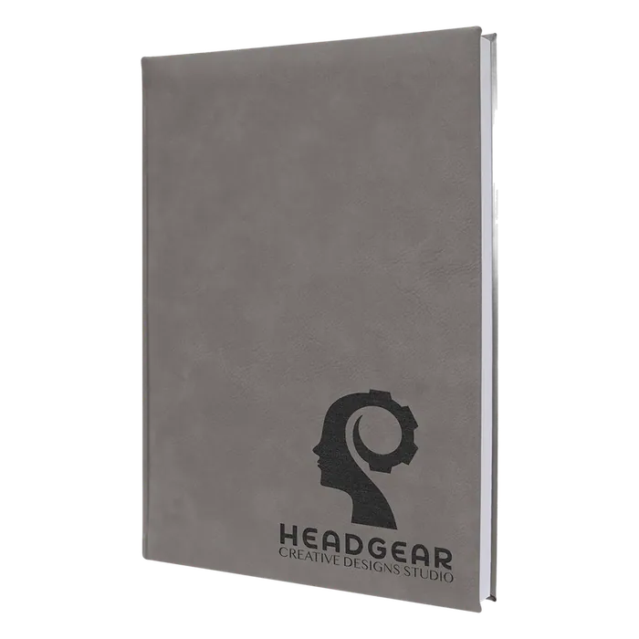 Gray Lasered Leatherette Sketch Book with White Unlined Paper, 7" x 9 3/4"