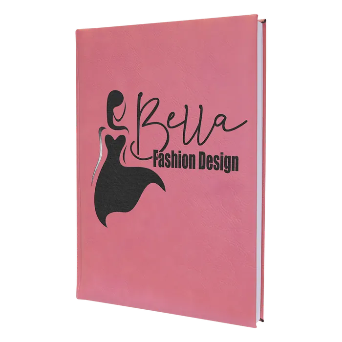 Pink Lasered Leatherette Sketch Book with White Unlined Paper, 7" x 9 3/4"