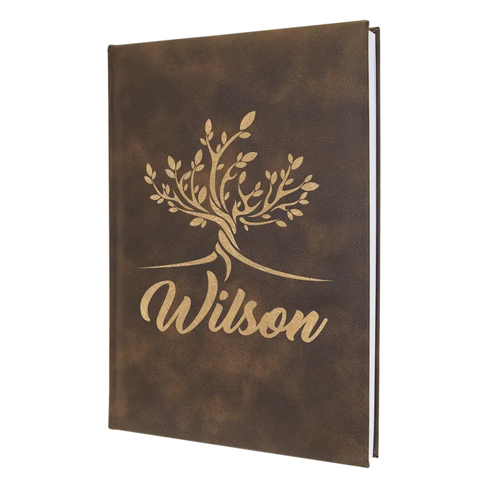 Rustic/Gold Lasered Leatherette Sketch Book with White Unlined Paper, 7" x 9 3/4"
