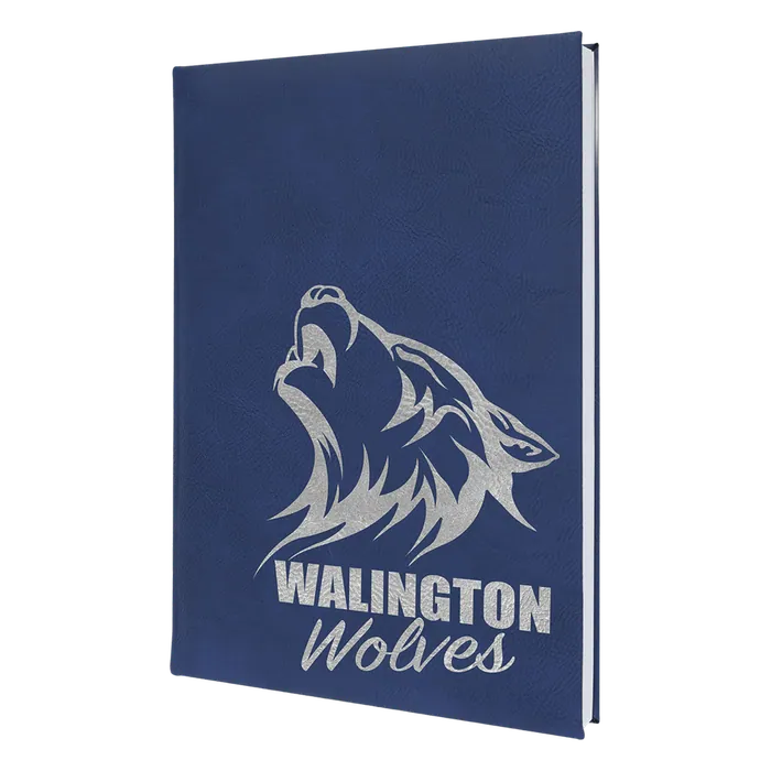 Blue/Silver Lasered Leatherette Sketch Book with White Unlined Paper, 7" x 9 3/4"