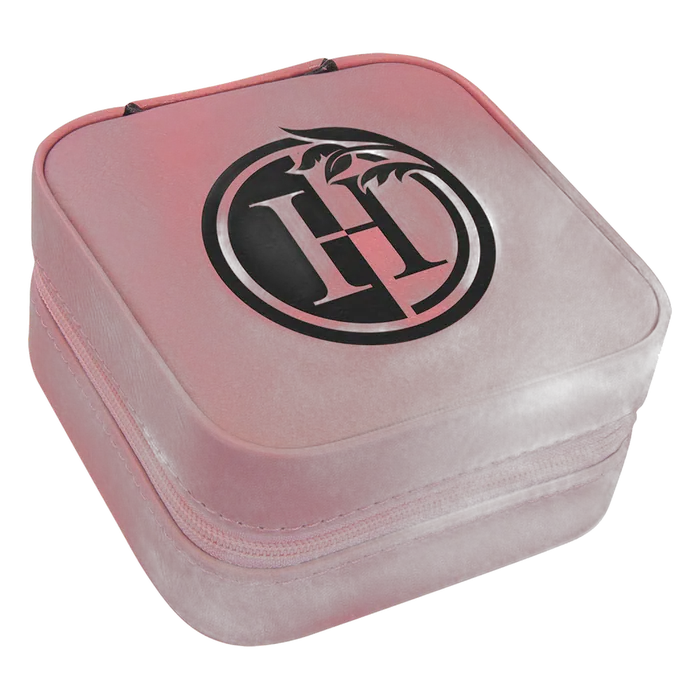 Pink Lasered Leatherette Travel Jewelry Box