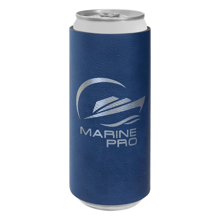 Blue/Silver Leatherette Slim Beverage Holder