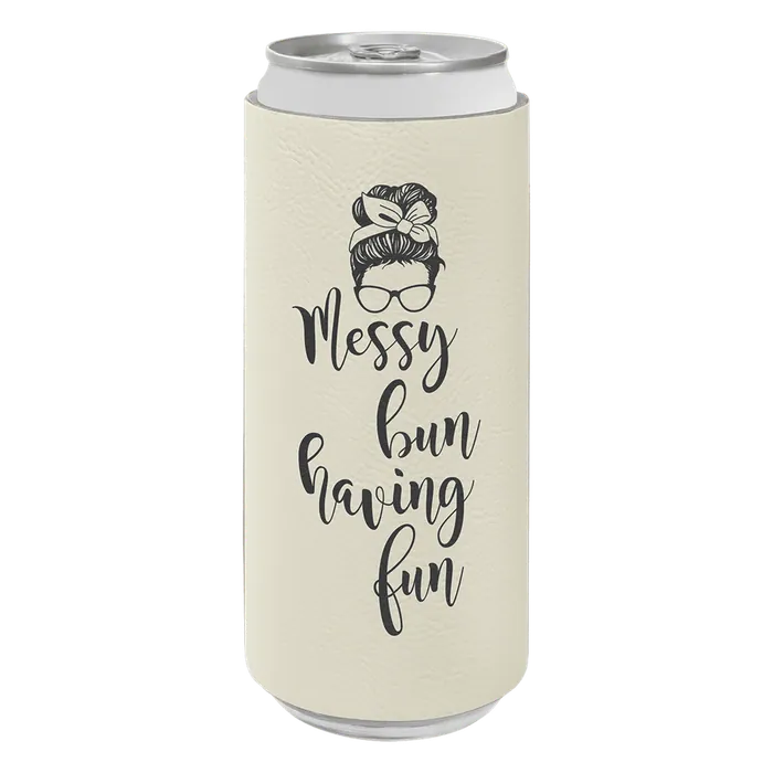 White Leatherette Slim Beverage Holder