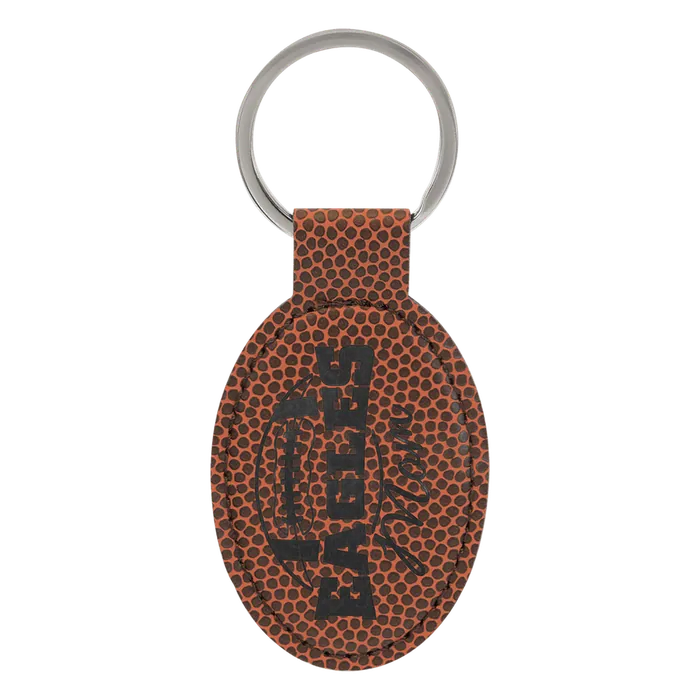 Football Leatherette Oval Keychain