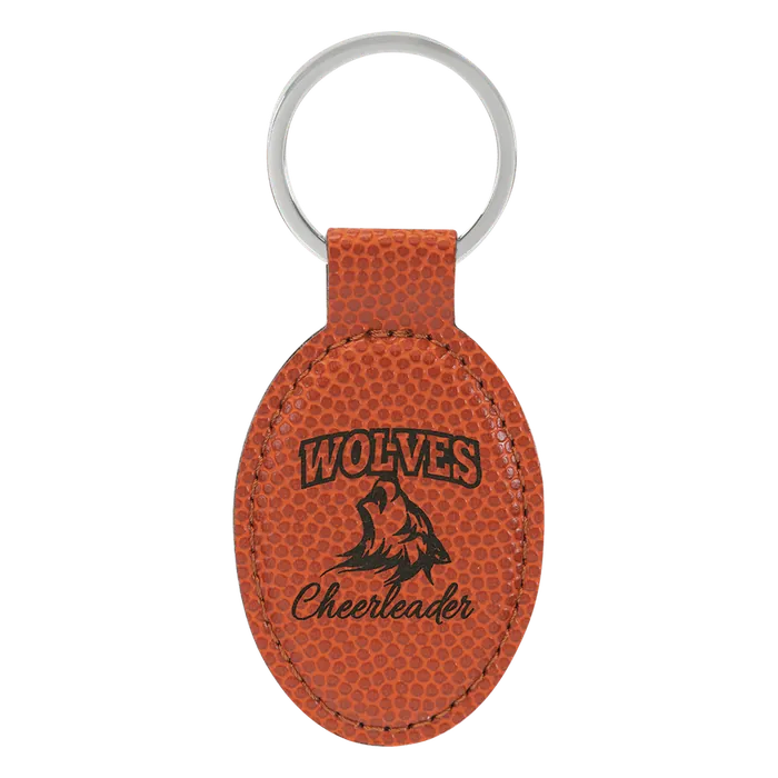 Basketball Leatherette Oval Keychain