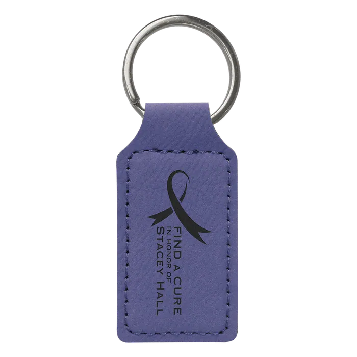 Purple Leatherette Rectangle Keychain