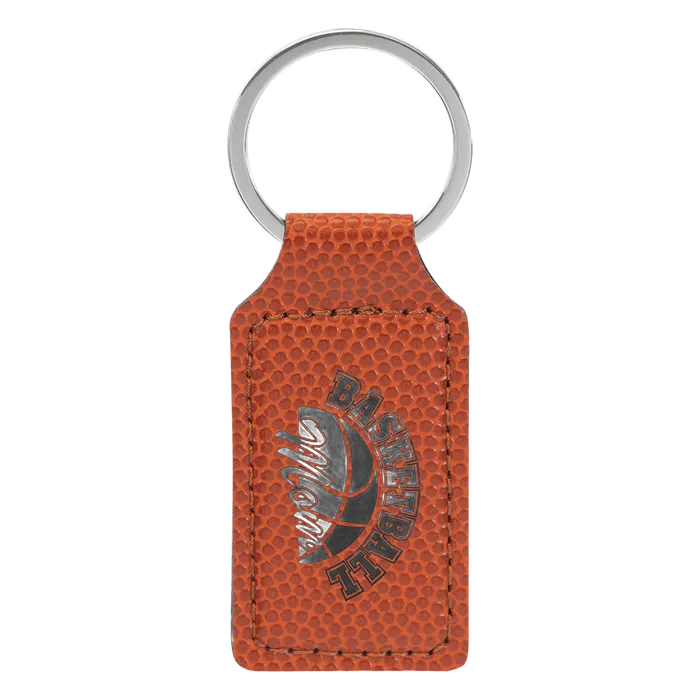 Basketball Leatherette Rectangle Keychain