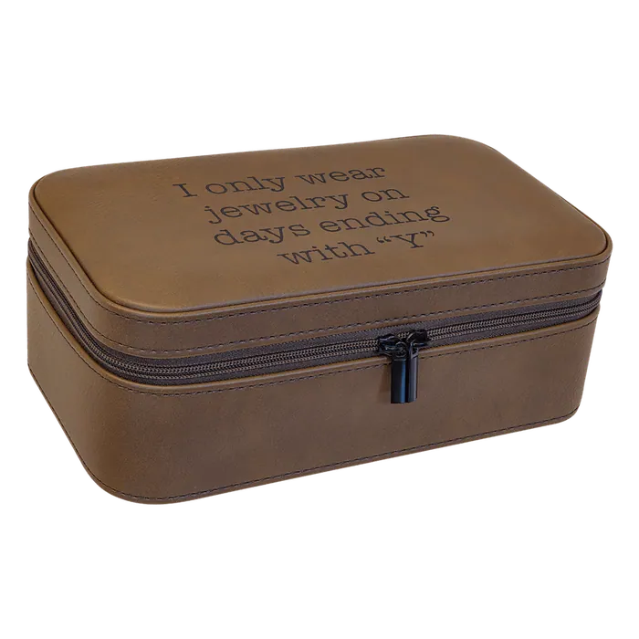 Dark Brown Large Leatherette Jewelry Box