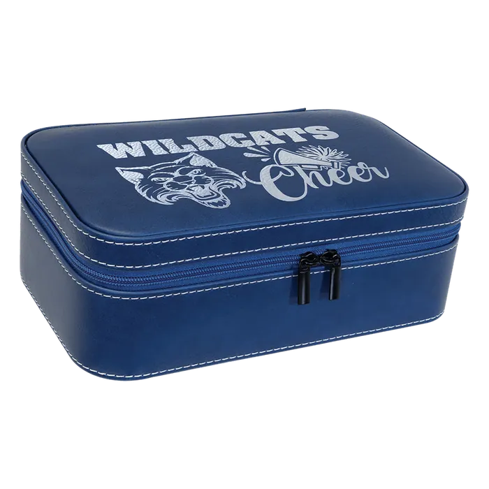 Blue/Silver Large Leatherette Jewelry Box