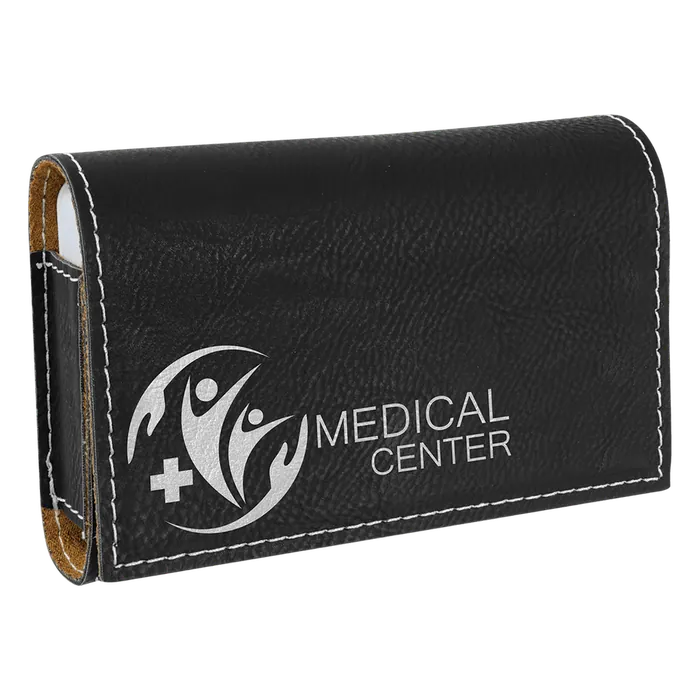 Black/Silver Lasered Leatherette Pill Box with Separate Adjustable Containers