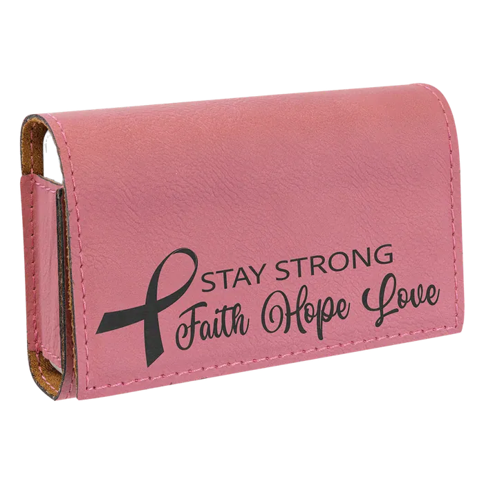 Pink Lasered Leatherette Pill Box with Separate Adjustable Containers