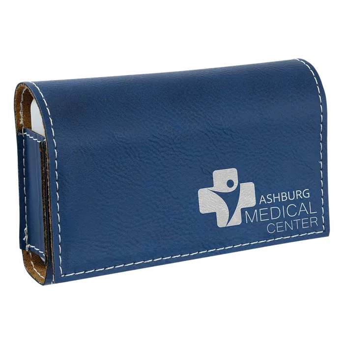 Blue/Silver Lasered Leatherette Pill Box with Separate Adjustable Containers