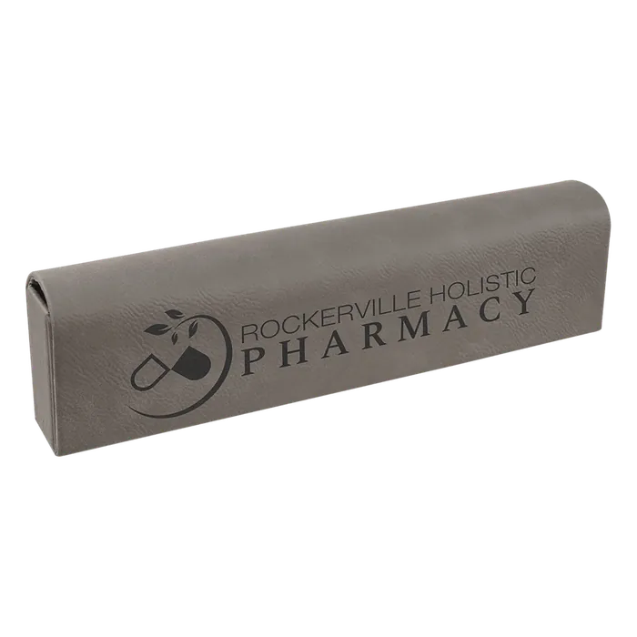 Gray Lasered Leatherette Pill Box with Days of the Week Organizer