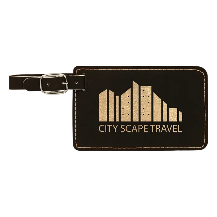 Black/Gold Leatherette Luggage Tag