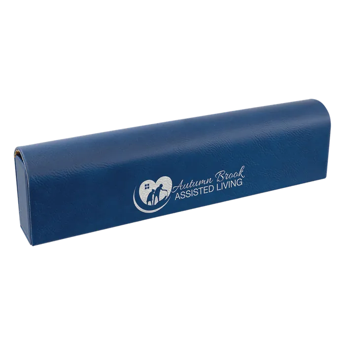 Blue/Silver Lasered Leatherette Pill Box with Days of the Week Organizer