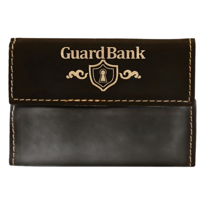 Black/Gold Leatherette Hard Business Card Holder