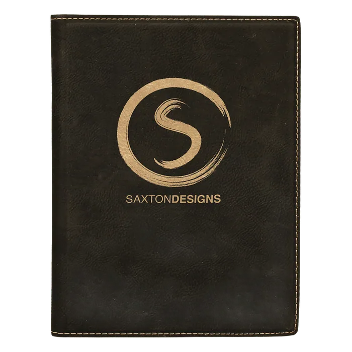 Black/Gold Small Leatherette Portfolio with Notepad