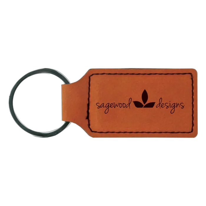Rawhide Leatherette Rectangle Keychain