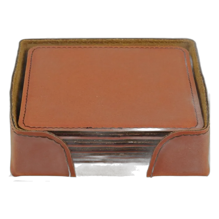 Rawhide Leatherette Square 6-Coaster Set