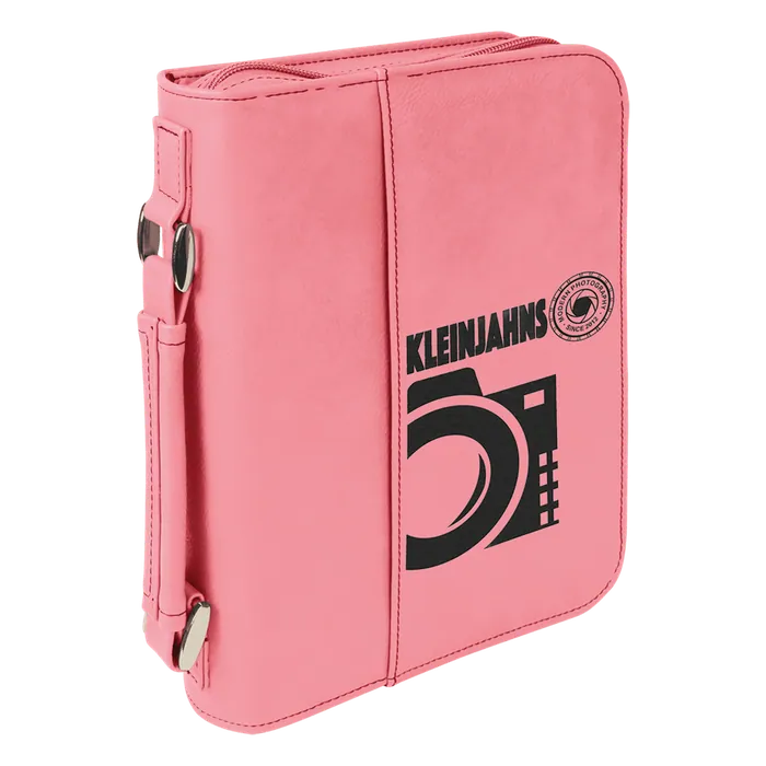 Pink Leatherette Book/Bible Cover with Zipper & Handle, 6 3/4" x 9 1/4"