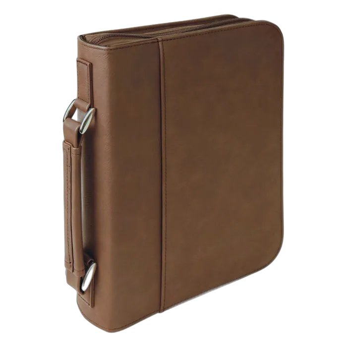 Dark Brown Leatherette Book/Bible Cover with Zipper & Handle, 6 3/4" x 9 1/4", Style GFT296