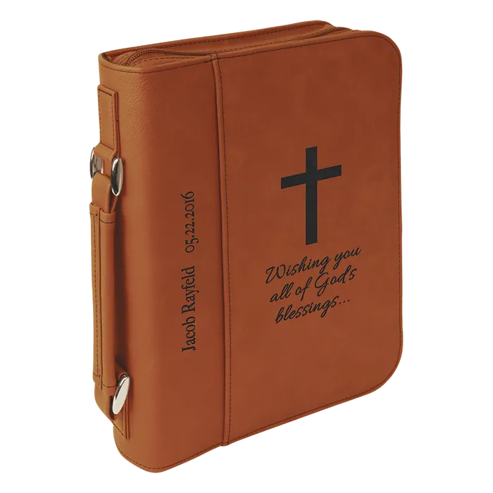 Rawhide Leatherette Book/Bible Cover with Zipper & Handle, 7 1/2" x 10 3/4"