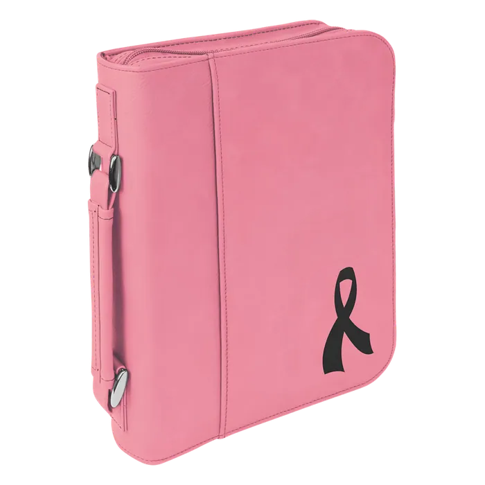 Pink Leatherette Book/Bible Cover with Zipper & Handle, 7 1/2" x 10 3/4"