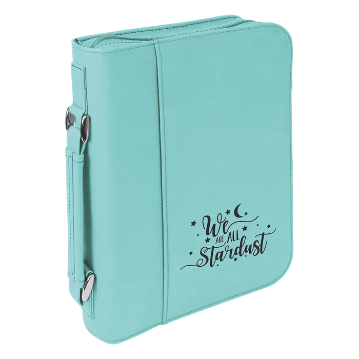 Teal Leatherette Book/Bible Cover with Zipper & Handle, 7 1/2" x 10 3/4"