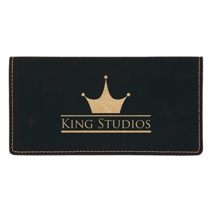 Black/Gold Leatherette Checkbook Cover