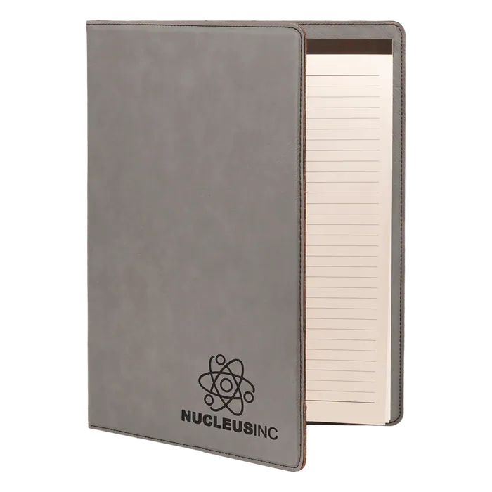 Gray Laserable Leatherette Portfolio with Lined Pad
