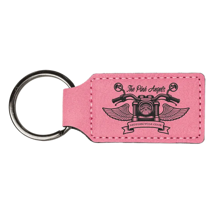 Pink Leatherette Rectangle Keychain