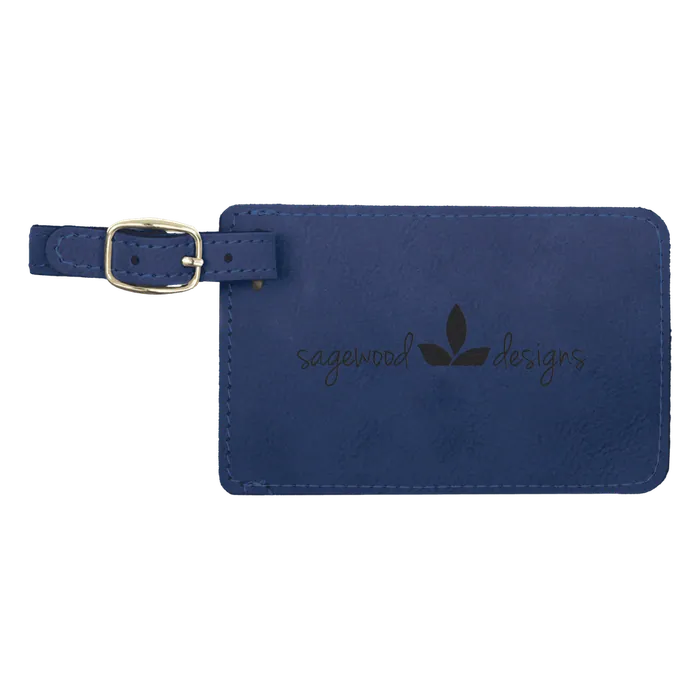 Blue/Black Leatherette Luggage Tag