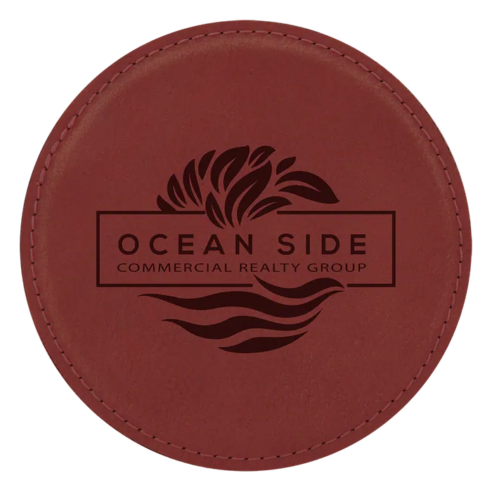 Rose' Round Leatherette Coaster