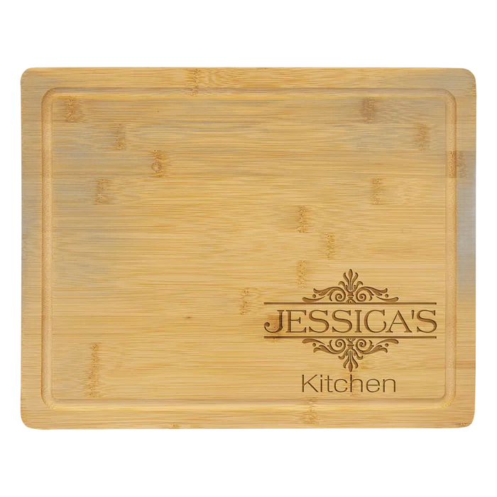 Bamboo Cutting Board with Drip Ring, 13 3/4" x 11" x 1/2"