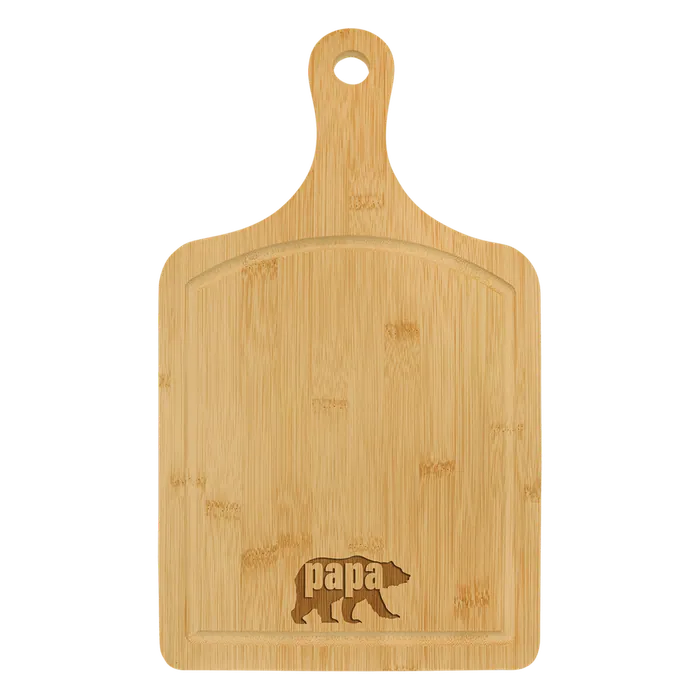 Bamboo Paddle Shaped Cutting Board with Drip Ring, 15 1/2" x 9" x 1/2"