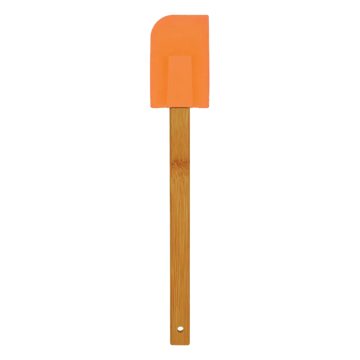 Orange Silicone Spatula with Bamboo Handle
