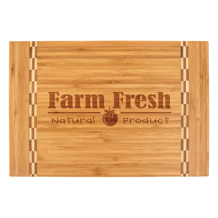 Medium Bamboo Cutting Board with Butcher Block Inlay