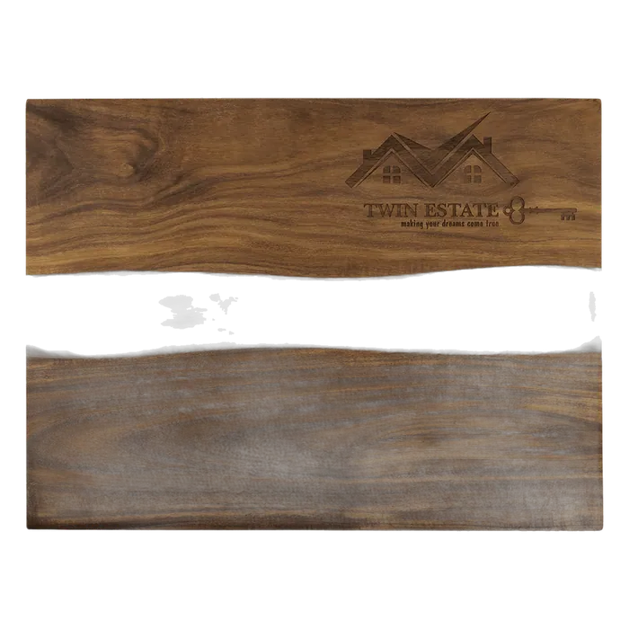 Acacia Serving Board with White Pearl Resin, 15 3/4" x 11 3/4" x 3/4"