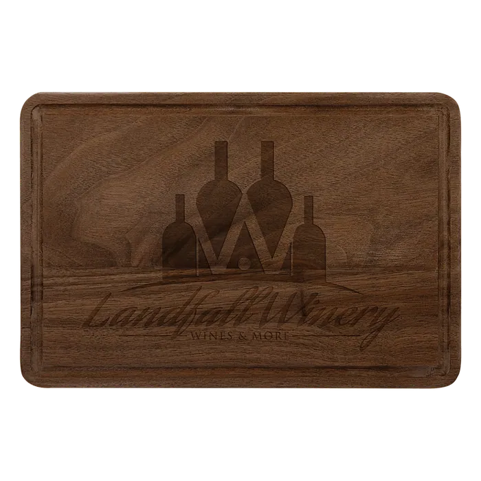 Walnut Cutting Board with Drip Ring, 9" x 6" x 3/8"