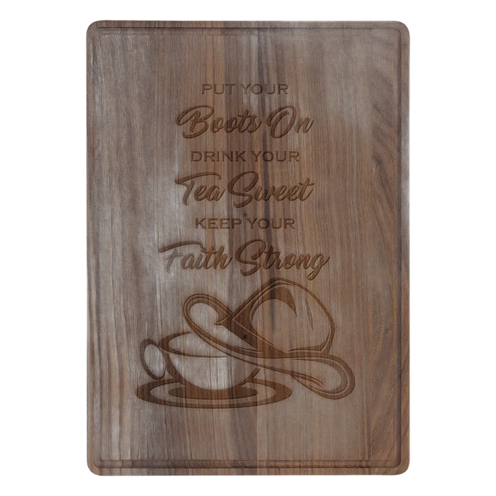 Walnut Cutting Board with Drip Ring, 13 3/4" x 9 3/4" x 1/2"