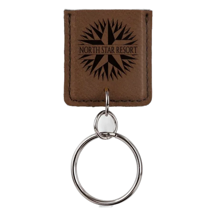 Dark Brown Leatherette Rectangle Bottle Opener Keychain