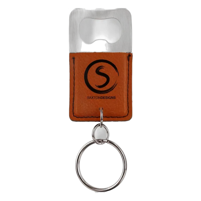 Rawhide Leatherette Rectangle Bottle Opener Keychain